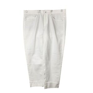 NWT J. Jill Relaxed Fit Cropped White Denim Jeans 8P Flattering Travel Comfort